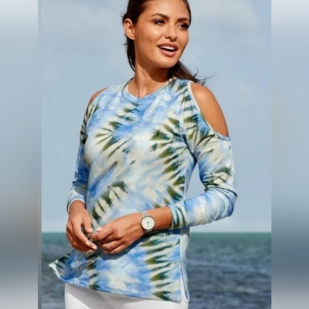 NWOT! Boston Proper Women's Cold Shoulder Athleisure Summer Boho Sweatshirt XS - Picture 9 of 10